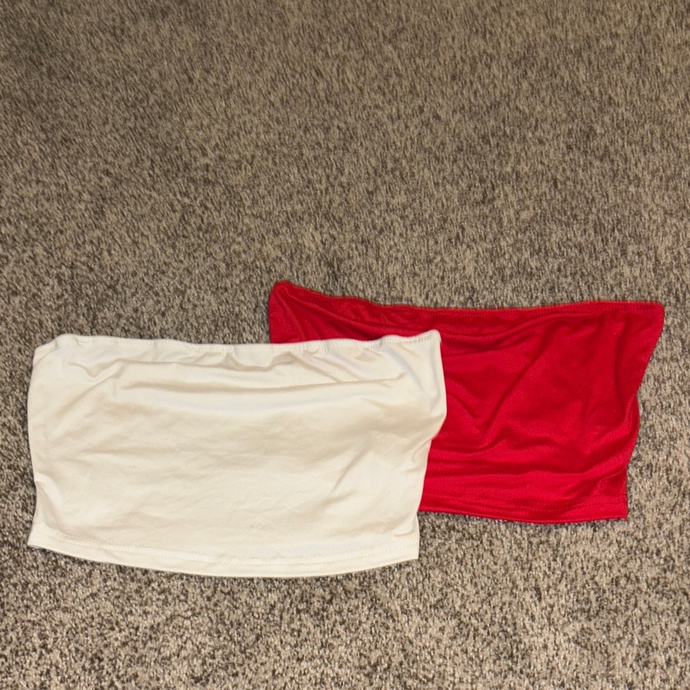 SHEIN Red and White Tube Tops